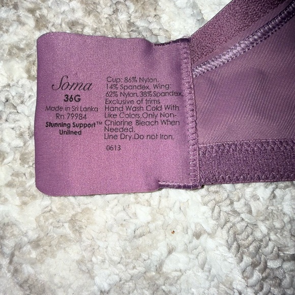 Soma ❤️BNWT❤️ Deep Purple Lace Stunning Support Unlined Bra - Picture 7 of 7